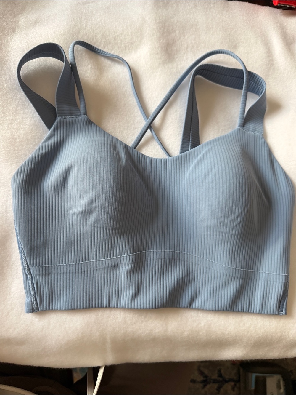 lululemon athletica Light Blue Ribbed Strappy Bralette like a cloud ribbed 2